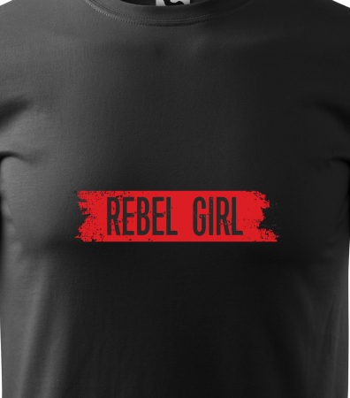 Tricou alb/negru cu mesaj, Rebel Girl [1]