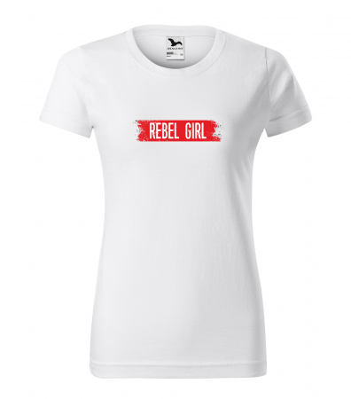 Mesaje inteligente - Tricou alb/negru cu mesaj, Rebel Girl
