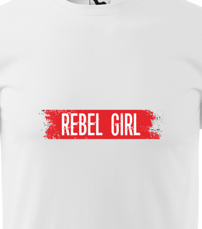 Tricou alb/negru cu mesaj, Rebel Girl [1]