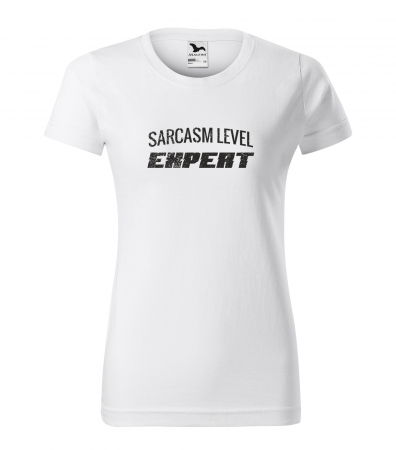 Mesaje sarcastice - Tricou alb/negru cu mesaj, Sarcasm Level: Expert