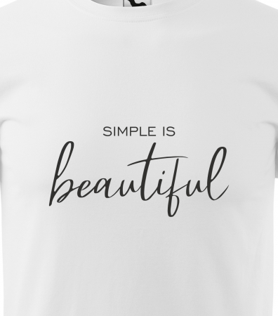 Tricou alb/negru cu mesaj, Simple is Beautiful [1]