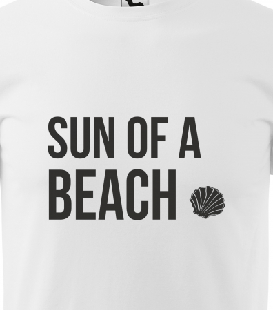 Tricou alb/negru cu mesaj, Sun of a Beach [1]