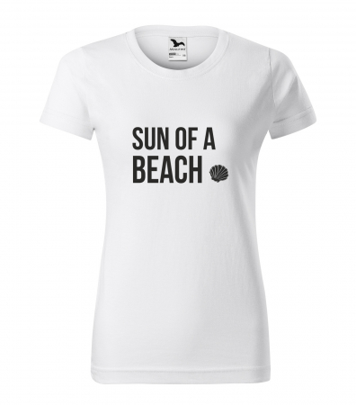 Mesaje inteligente - Tricou alb/negru cu mesaj, Sun of a Beach