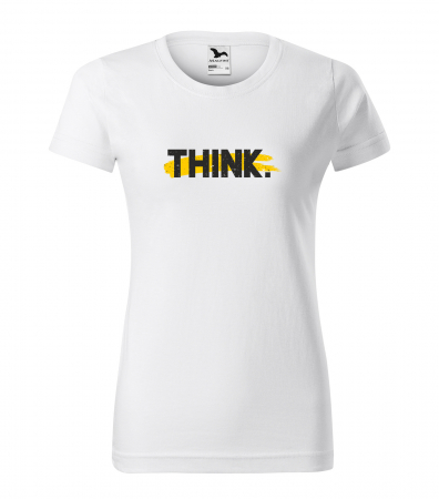 Mesaje inteligente - Tricou alb/negru cu mesaj, Think.