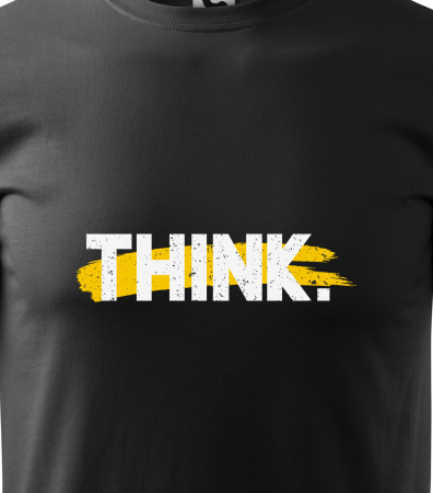 Tricou alb/negru cu mesaj, Think. [1]