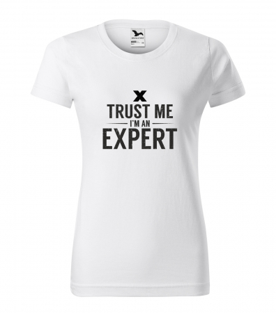 Mesaje inteligente - Tricou alb/negru cu mesaj, Trust Me. Im an Expert
