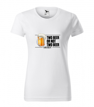 Mesaje petrecere - Tricou alb/negru cu mesaj, Two Beer or Not Two Beer. ShakesBeer