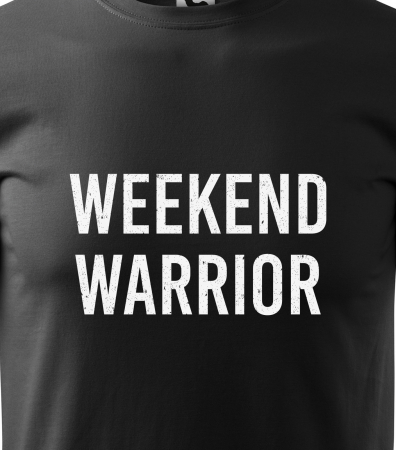 Tricou alb/negru cu mesaj, Weekend Warrior [1]