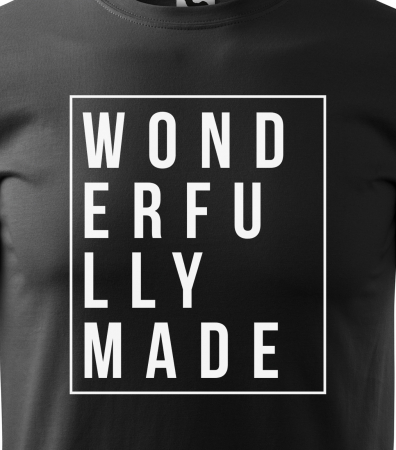 Tricou alb/negru cu mesaj, Wonderfully Made [1]
