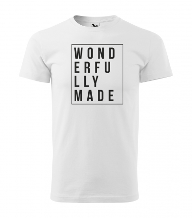 Mesaje motivationale - Tricou alb/negru cu mesaj, Wonderfully Made
