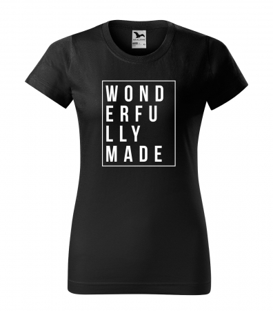 Mesaje motivationale - Tricou alb/negru cu mesaj, Wonderfully Made