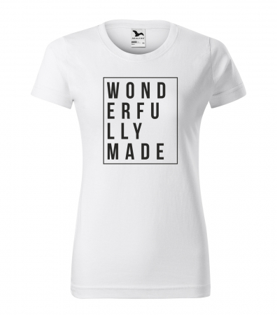 Mesaje motivationale - Tricou alb/negru cu mesaj, Wonderfully Made