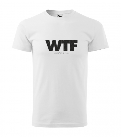 Mesaje inteligente - Tricou alb/negru cu mesaj, WTF. Wheres The Food