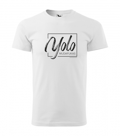 Tricouri cu mesaj - Tricou alb/negru cu mesaj, Yolo. Mudafukas