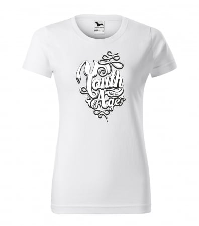 Mesaje inteligente - Tricou alb/negru cu mesaj, Youth Has no Age