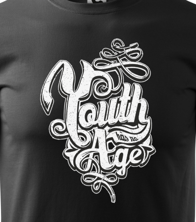 Tricou alb/negru cu mesaj, Youth Has no Age [1]