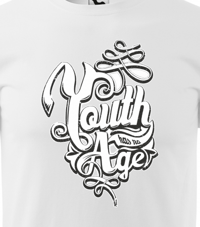 Tricou alb/negru cu mesaj, Youth Has no Age [1]