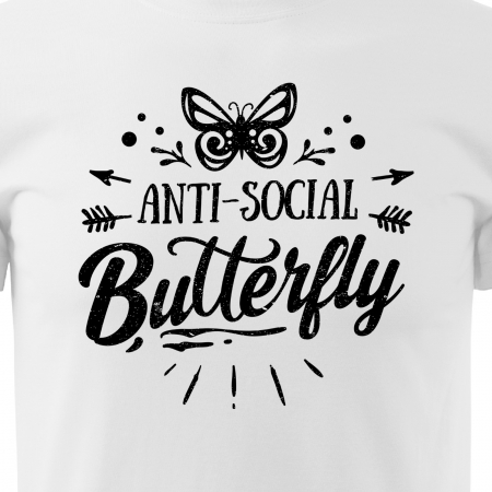 Tricou cu mesaj haios anti-social, idee de cadou, Anti-Social Butterfly [1]