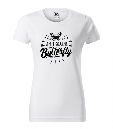 Mesaje sarcastice - Tricou cu mesaj haios anti-social, idee de cadou, Anti-Social Butterfly