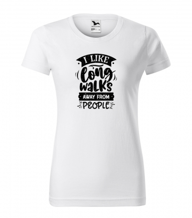 Mesaje sarcastice - Tricou cu mesaj haios anti-social, idee de cadou, I Like Long Walks, Away From People