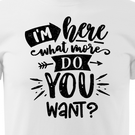 Tricou cu mesaj haios anti-social, idee de cadou, Im Here, What More do You Want [1]