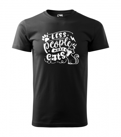 Mesaje sarcastice - Tricou cu mesaj haios anti-social, idee de cadou, Less People, More Cats