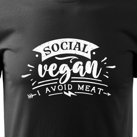 Tricou cu mesaj haios anti-social, idee de cadou, Social Vegan, I Avoid Meat [1]