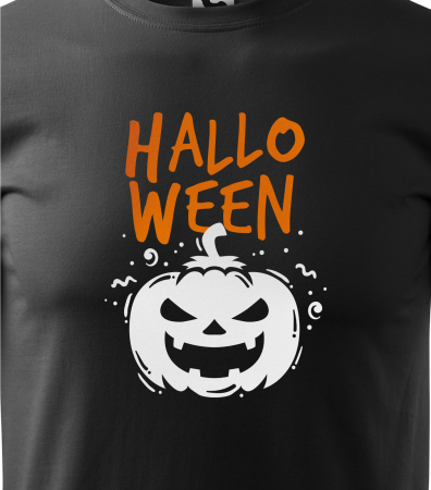 Fotografie detaliu cu imprimeul Dovleac Alb (White Pumpkin) pe tricou negru [2]