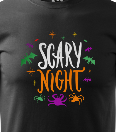 Detaliu Tricou Halloween Scary Night (Noapte Înspăimântătoare) cu grafică în culori neon [2]