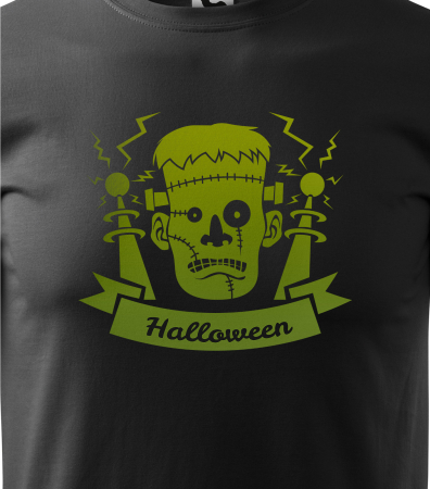 Detaliu Tricou Halloween Frankenstein Head (Cap Frankenstein) cu efect neon [2]