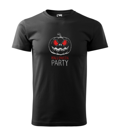 Halloween - Detaliu Tricou Halloween Bad Pumpkin Partying (Dovleac Rău) cu ochi roșii