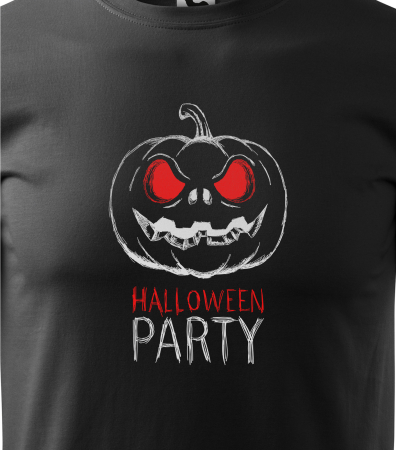 Detaliu Tricou Halloween Bad Pumpkin Partying (Dovleac Rău) cu ochi roșii [2]