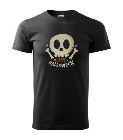 Model imbracat in tricou Halloween cu Craniu (Skull) pe fundal negru [1]