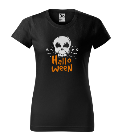 Detaliu Tricou Halloween White Scary Skull (Craniu Alb) pe tricou negru [1]