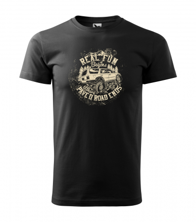 Tricouri offroad - Tricou, idee de cadou, pentru cei pasionati de offroad, Real Fun Begins Where Paved Road Ends
