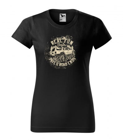 Tricouri offroad - Tricou, idee de cadou, pentru cei pasionati de offroad, Real Fun Begins Where Paved Road Ends