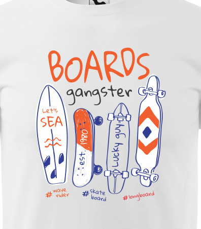 Tricou, idee de cadou, pentru pasionatii de skateboard, Boards Gangster [1]