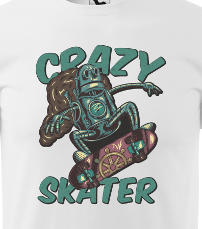 Tricou, idee de cadou, pentru pasionatii de skateboard, Crazy Robot Skater [1]