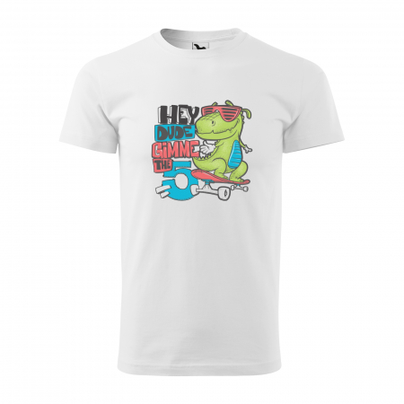 Tricouri skateboard - Tricou, idee de cadou, pentru pasionatii de skateboard, Hey Dude Gimme 5