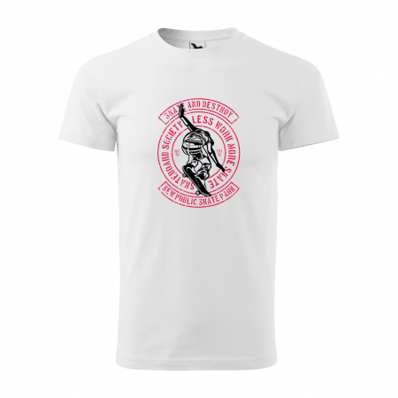 Tricouri skateboard - Tricou, idee de cadou, pentru pasionatii de skateboard, Less Work More Skate