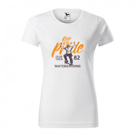 Tricouri skateboard - Tricou, idee de cadou, pentru pasionatii de skateboard, Ride with Pride Ollie Trick