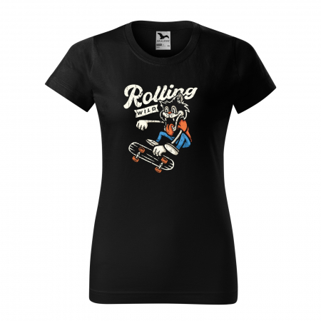 Tricouri skateboard - Tricou, idee de cadou, pentru pasionatii de skateboard, Rolling Wild Wolf
