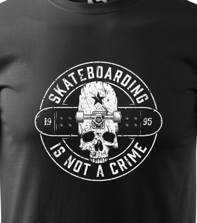 Tricou, idee de cadou, pentru pasionatii de skateboard, Skate is Not a Crime Star Skull [1]