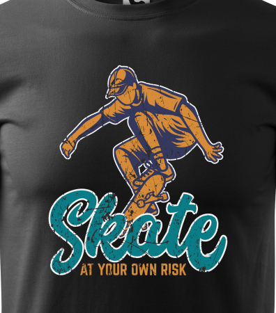 Tricou, idee de cadou, pentru pasionatii de skateboard, Skate Oldschool At Your Own Risk [1]