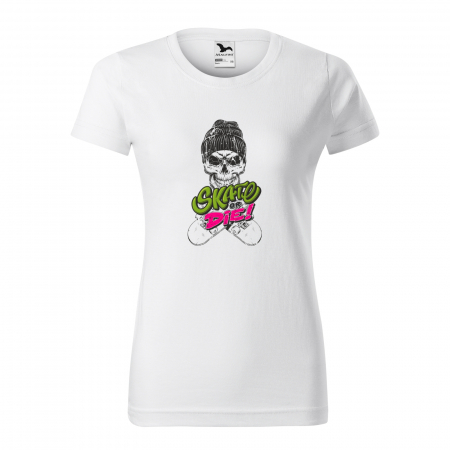 Tricouri skateboard - Tricou, idee de cadou, pentru pasionatii de skateboard, Skate or Die Cap Skull