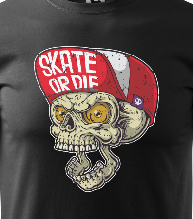 Tricou, idee de cadou, pentru pasionatii de skateboard, Skate or Die Skull [1]