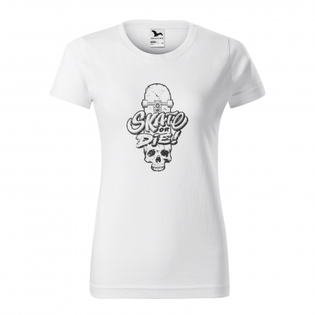 Tricouri skateboard - Tricou, idee de cadou, pentru pasionatii de skateboard, Skate or Die Skull on Board