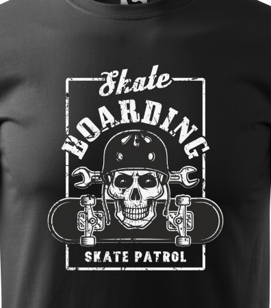 Tricou, idee de cadou, pentru pasionatii de skateboard, Skate Patrol Skull [1]