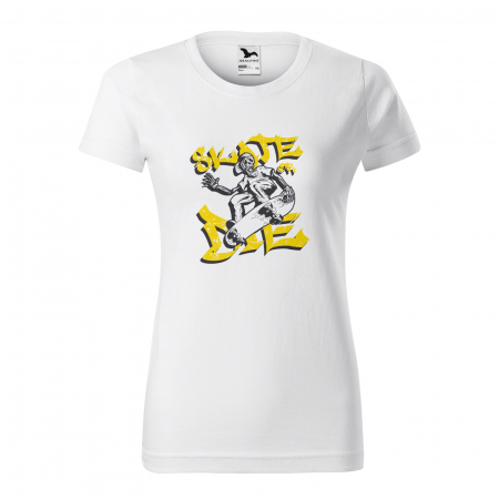 Tricouri skateboard - Tricou, idee de cadou, pentru pasionatii de skateboard, Skeleton Skate or Die