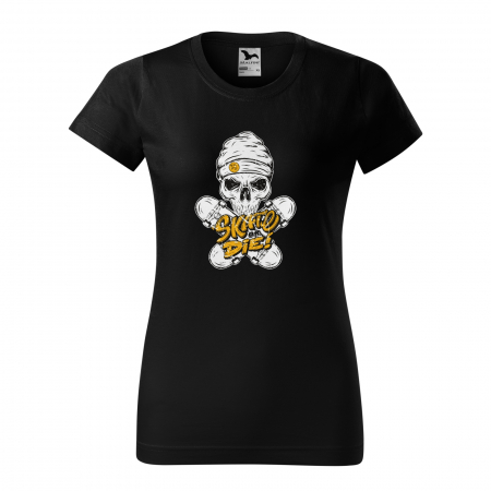 Tricouri skateboard - Tricou, idee de cadou, pentru pasionatii de skateboard, Skull Beanie Skate or Die